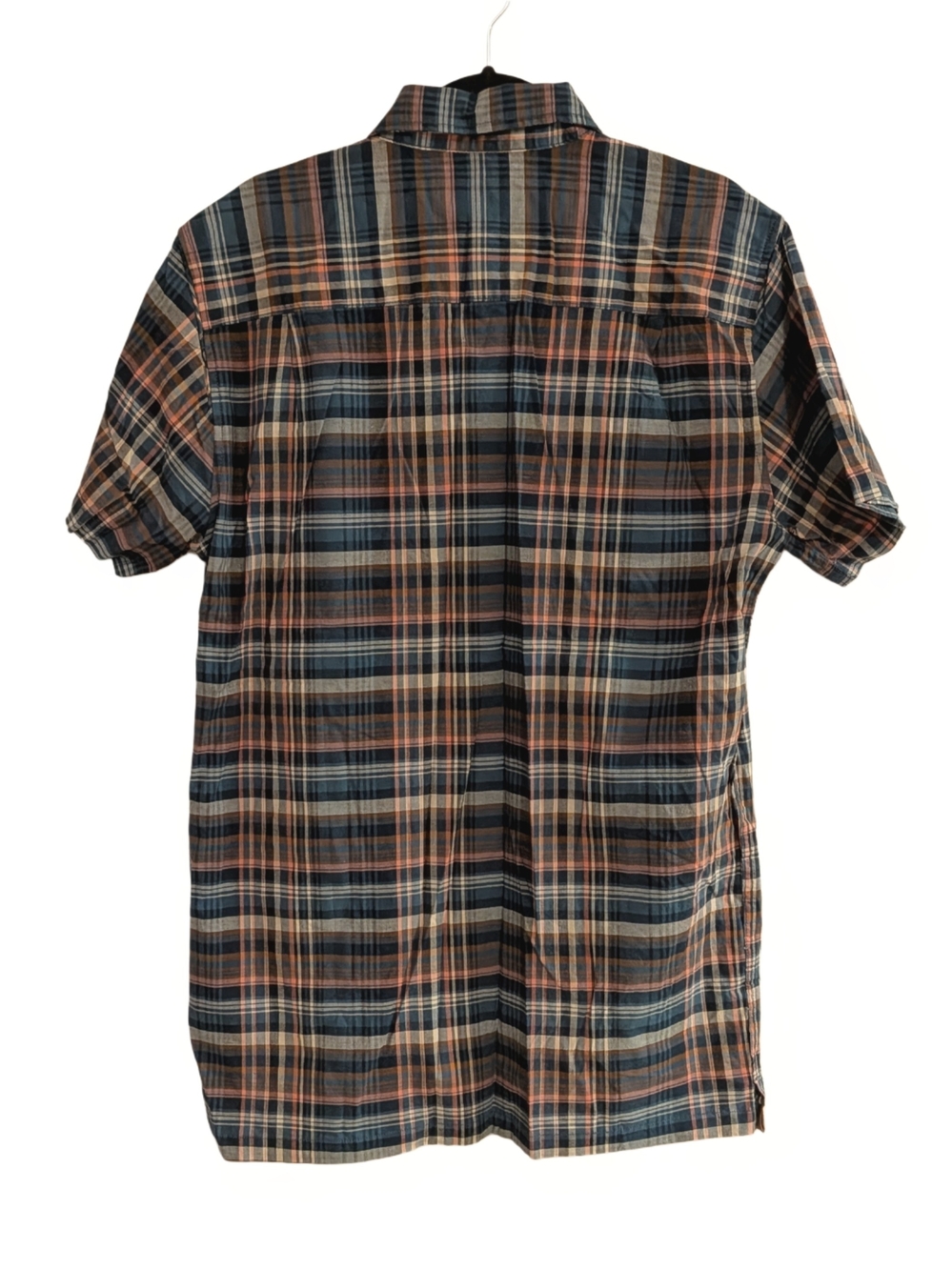 Mutual Weave Big & Tall Men’s LT Teal Orange Plaid Short Sleeve Shirt NWT - Picture 2 of 5